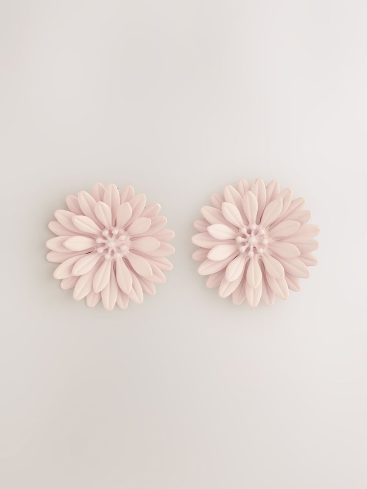 Pink Powder Coated Flower Stud Earrings - Image 1 of 3 Pink Powder Coated Flower Stud Earrings - Image 1 of 3