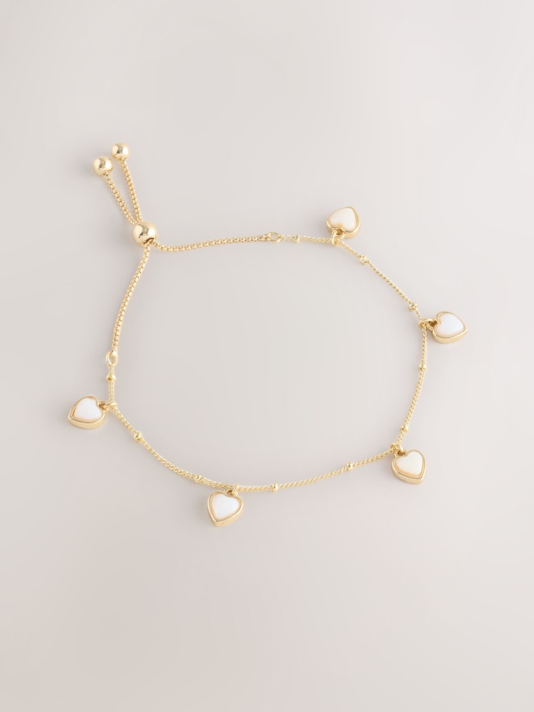 Goldfarben - Real Shell Heart Drop Pulley Bracelet - Bild 1 von 3