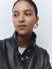 Silver Tone Round Disc Stud Earrings - Image 2 of 5