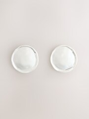 Silver Tone Round Disc Stud Earrings - Image 3 of 5