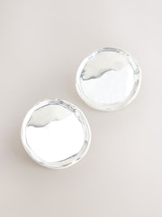 Silver Tone Round Disc Stud Earrings - Image 4 of 5