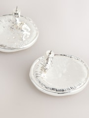 Silver Tone Round Disc Stud Earrings - Image 5 of 5