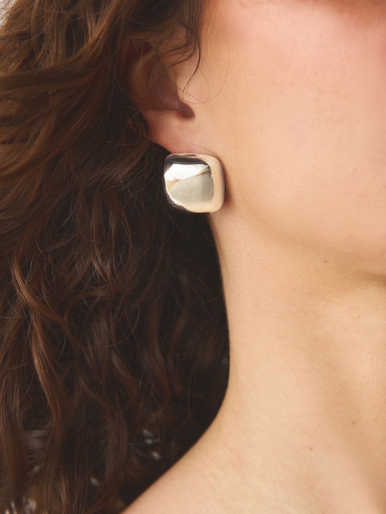 Silver Tone Square Stud Earrings - Image 2 of 5