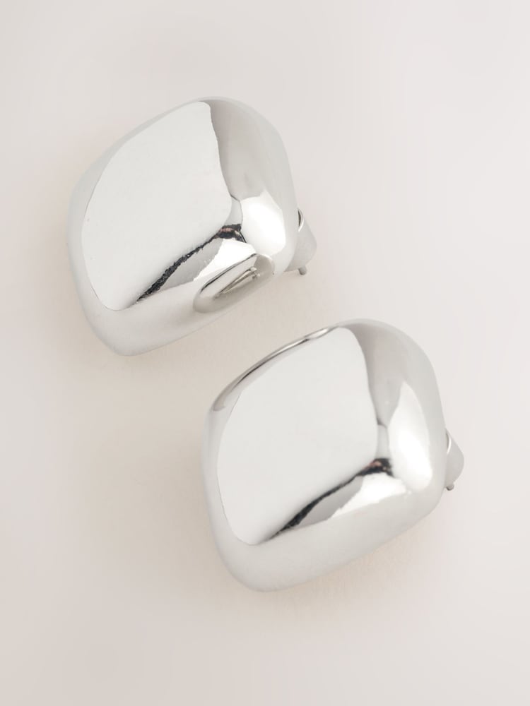 Silver Tone Square Stud Earrings - Image 5 of 5