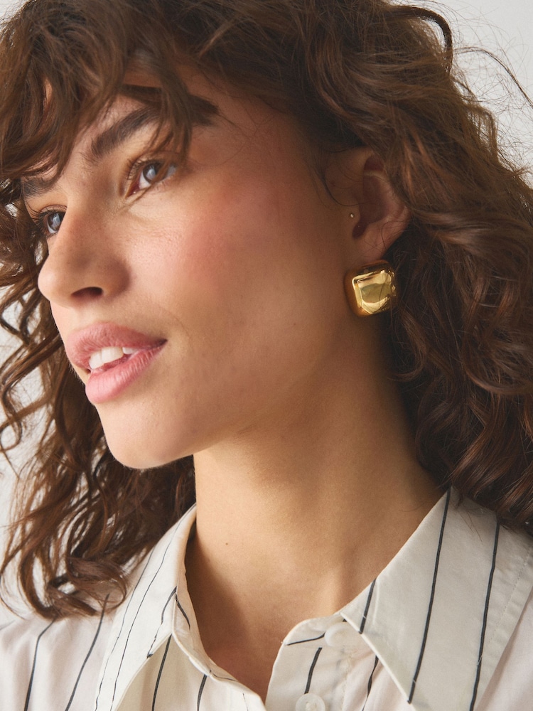 Gold Tone Square Stud Earrings - Image 1 of 6