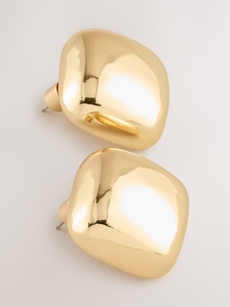 Gold Tone Square Stud Earrings - Image 6 of 6