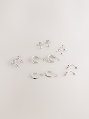 Silver/Black 6 Pack Stud and Hoop Earrings - Image 2 of 3