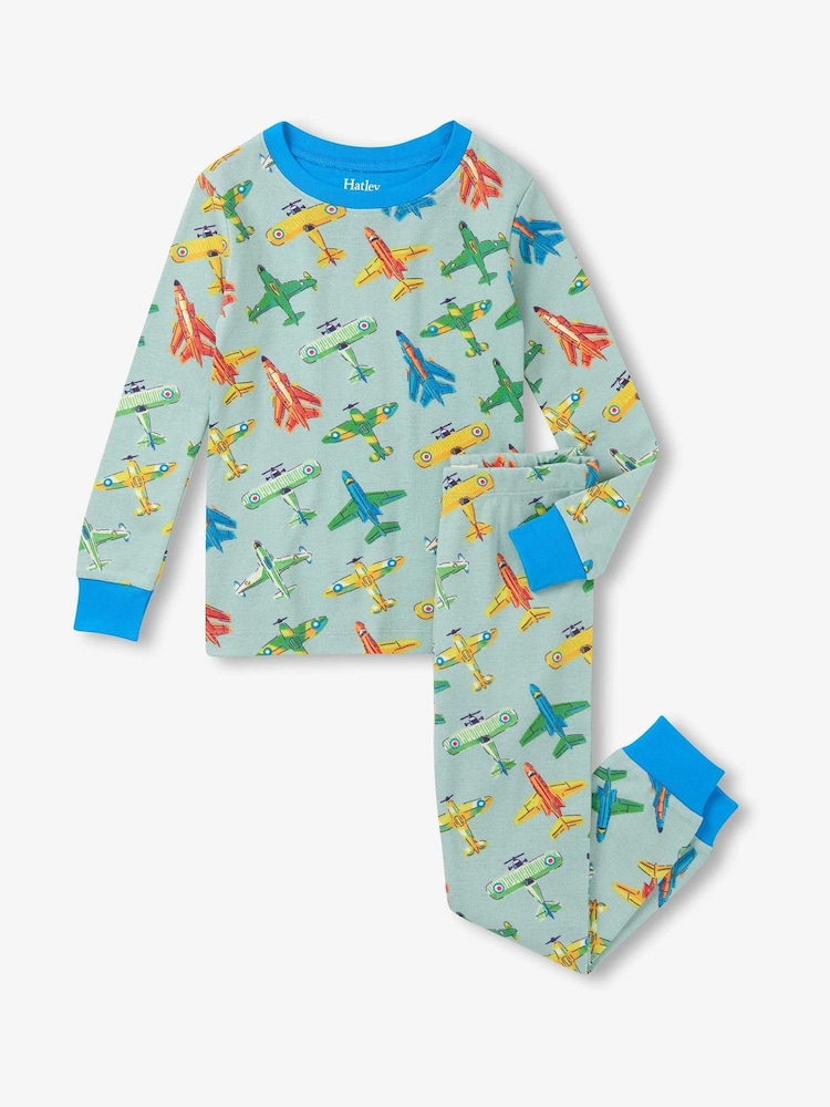 أزرق - Hatley Balloon Pets Cotton White Pyjamas Set - Image 1 of 3