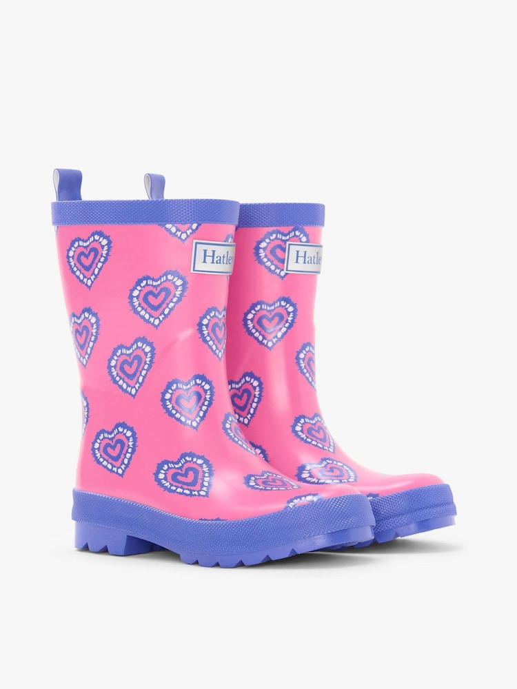Hatley Pink Heart Burst Shiny Wellies - Image 1 of 4