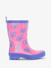 Hatley Pink Heart Burst Shiny Wellies - Image 3 of 4