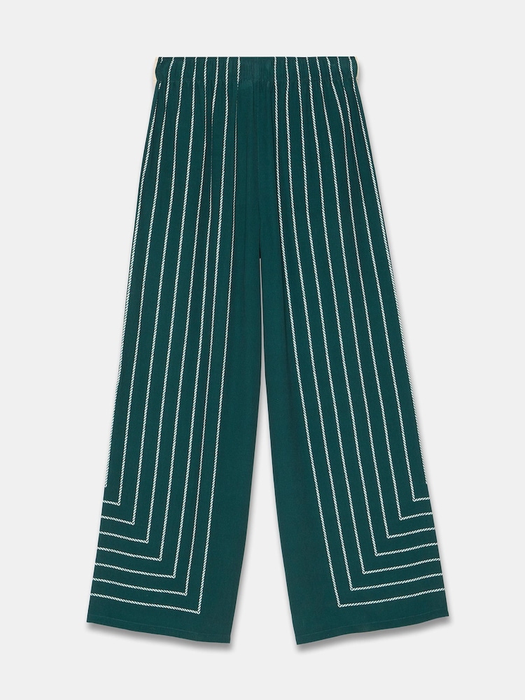 Mint Velvet Green Graphic Print Striped Trousers - Image 7 of 7
