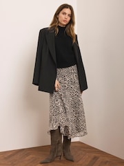 Mint Velvet Brown Animal Print Midi Skirt - Image 3 of 8