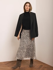 Mint Velvet Brown Animal Print Midi Skirt - Image 6 of 8