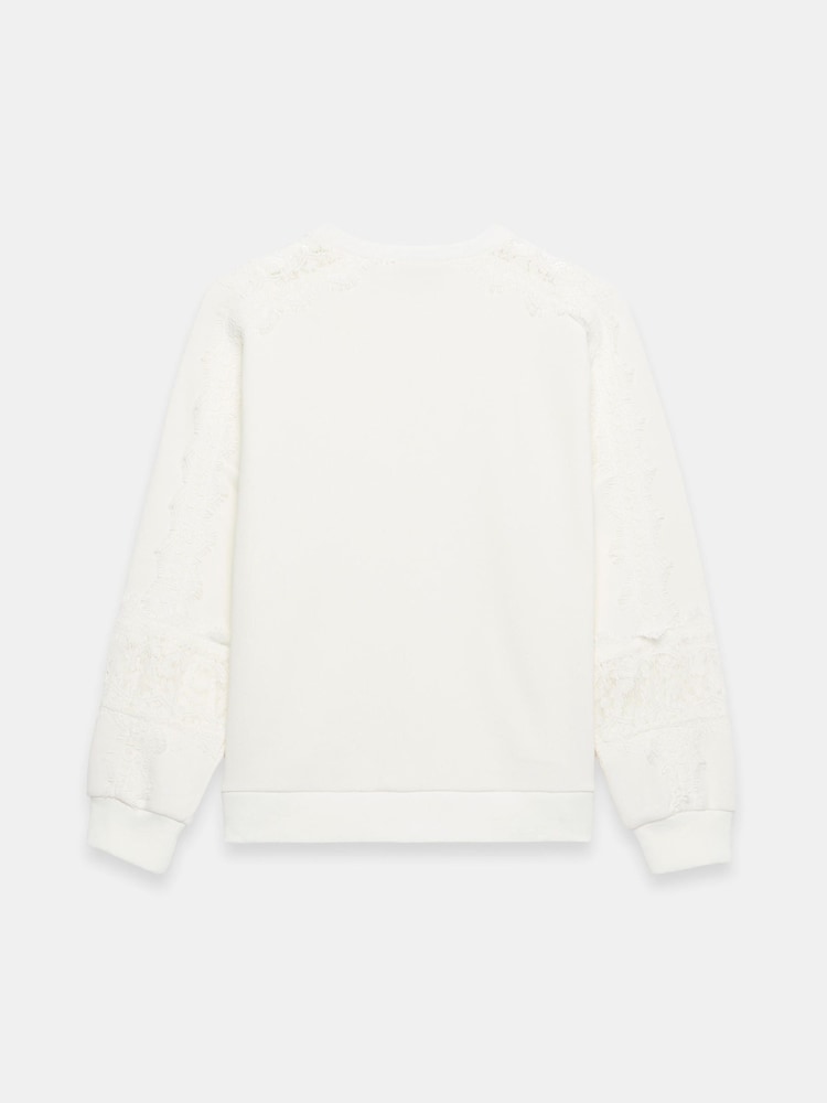 Mint Velvet White Lace Detail Sweatshirt - Image 4 of 4