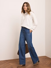 Mint Velvet White Lace Detail Sweatshirt - Image 5 of 7