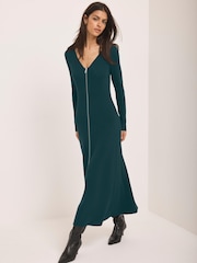 Mint Velvet Knit Zip Detail Maxi Dress - Image 1 of 8