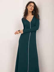 Mint Velvet Knit Zip Detail Maxi Dress - Image 2 of 8