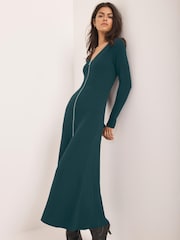 Mint Velvet Knit Zip Detail Maxi Dress - Image 4 of 8