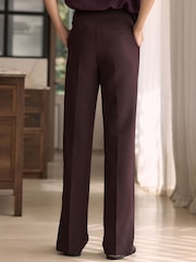 Burgundy Red Straight Tailored Trousers - Image 3 of 7