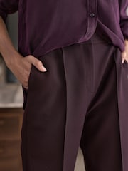 Burgundy Red Straight Tailored Trousers - Image 4 of 7