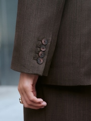 Chocolate Brown Stripe Double Breasted Blazer - Image 5 of 8