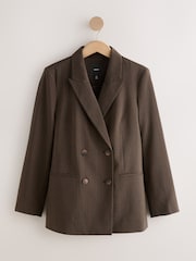 Chocolate Brown Stripe Double Breasted Blazer - Image 6 of 8