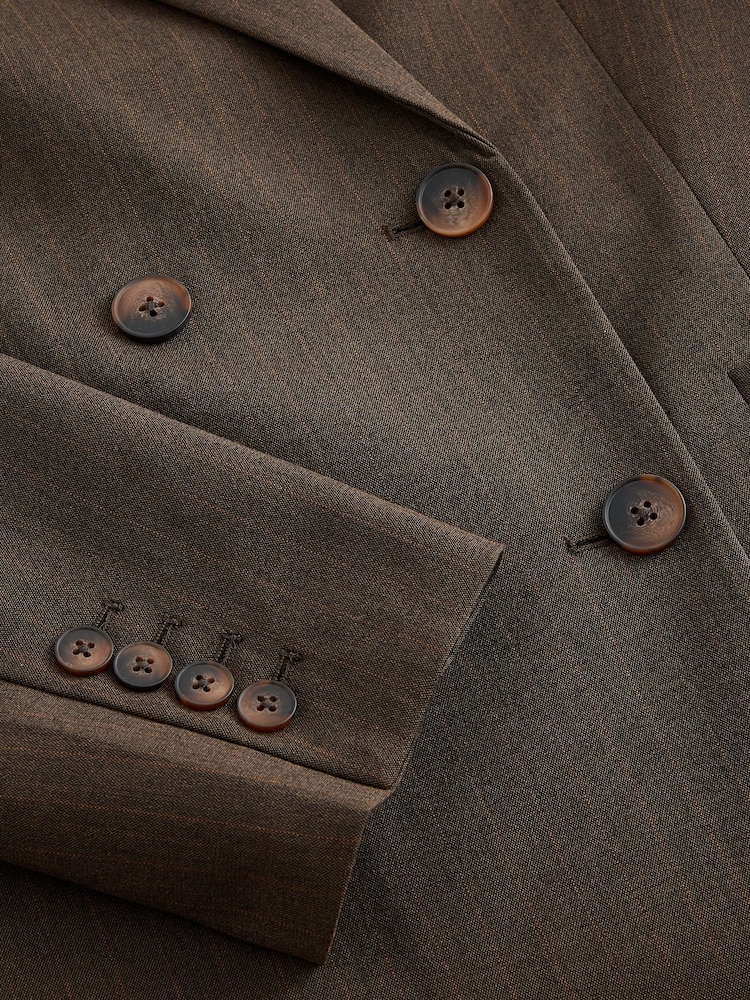 Chocolate Brown Stripe Double Breasted Blazer - Image 8 of 8 Chocolate Brown Stripe Double Breasted Blazer - Image 8 of 8