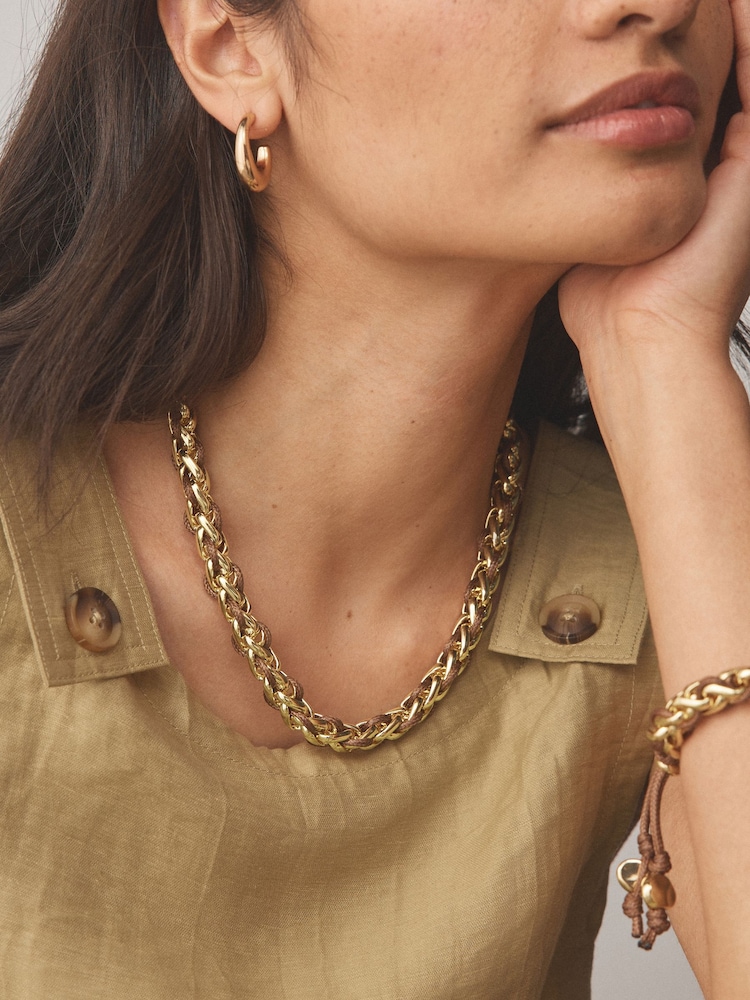 Goldfarben - Chain Cord Necklace - Bild 2 von 6