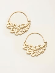 FatFace Gold Tone V and A Leaf Hoops - Image 2 of 2