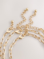 Gold Tone/Multicolour Charm Chain 3 Layer Necklace - Image 7 of 7