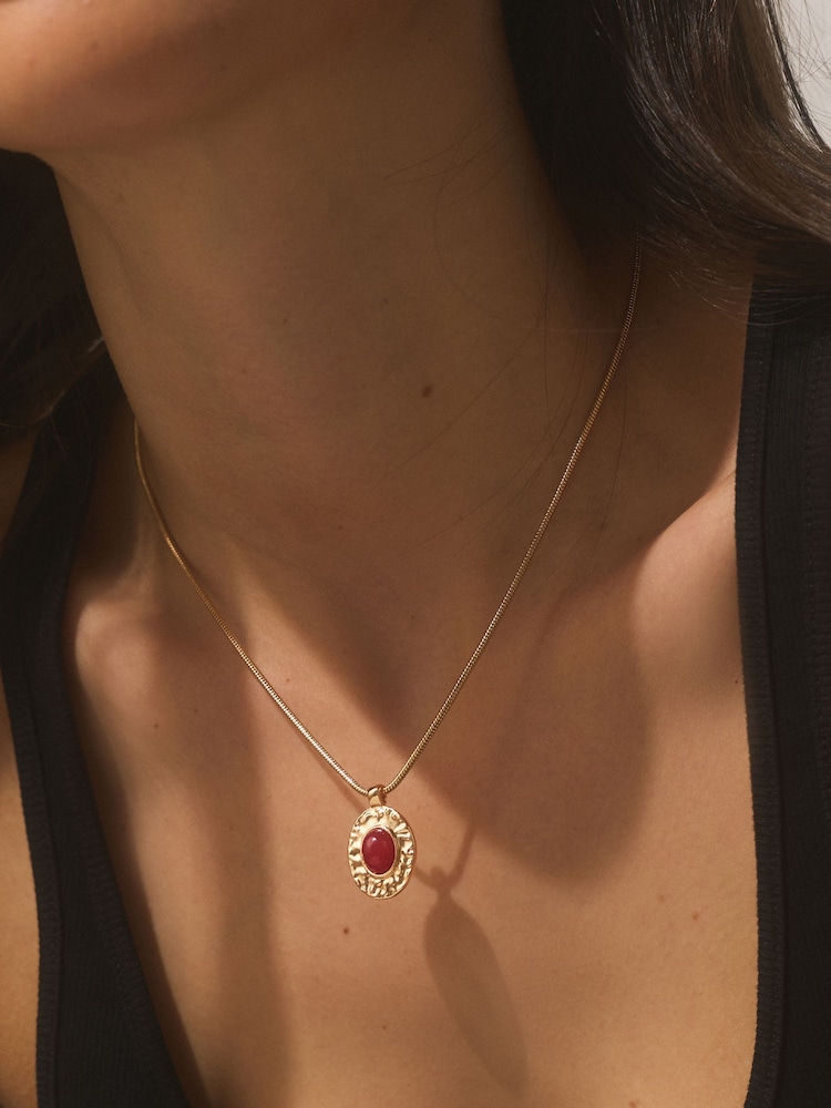 Gold Tone/Red Resin Drop Heritage Necklace - Image 1 of 6