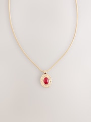 Gold Tone/Red Resin Drop Heritage Necklace - Image 4 of 6