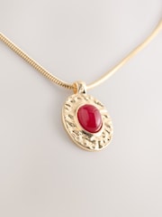 Gold Tone/Red Resin Drop Heritage Necklace - Image 5 of 6