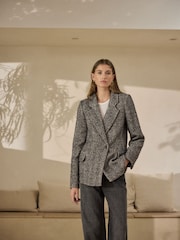 Brown/Cream N. Premium Herringbone Contrast Collar Blazer - Image 2 of 5