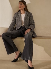 Brown/Cream N. Premium Herringbone Contrast Collar Blazer - Image 3 of 5