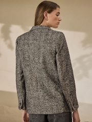 Brown/Cream N. Premium Herringbone Contrast Collar Blazer - Image 4 of 5
