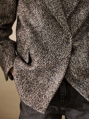 Brown/Cream N. Premium Herringbone Contrast Collar Blazer - Image 5 of 5