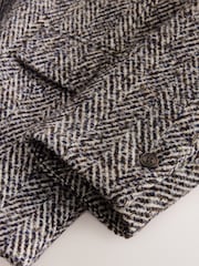 Brown/Cream N. Premium Herringbone Contrast Collar Blazer - Image 8 of 8