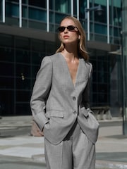 Light Grey Tailored Collarless Jacket - Image 1 of 8