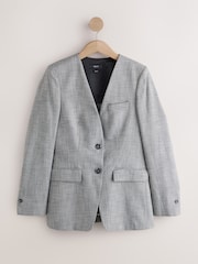 Light Grey Tailored Collarless Jacket - Image 6 of 8