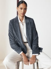 Slate Grey Cord Double Breasted Relaxed Blazer - Image 3 of 9