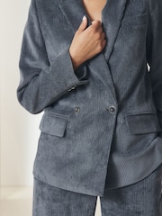 Slate Grey Cord Double Breasted Relaxed Blazer - Image 6 of 9
