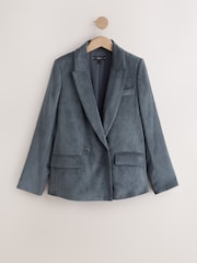 Slate Grey Cord Double Breasted Relaxed Blazer - Image 7 of 9