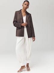 Chocolate Brown Satin Blazer - Image 2 of 10