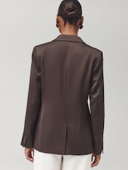 Chocolate Brown Satin Blazer - Image 4 of 10