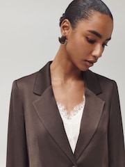 Chocolate Brown Satin Blazer - Image 5 of 10