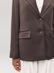 Chocolate Brown Satin Blazer - Image 6 of 10