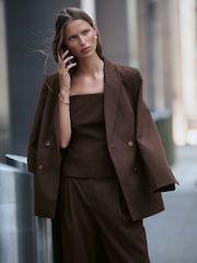 Chocolate Brown Stripe Tailored Cami Top - Image 3 of 8