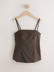 Chocolate Brown Stripe Tailored Cami Top - Image 5 of 8