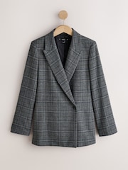 Grey/Blue Check Asymmetric Blazer - Image 1 of 9